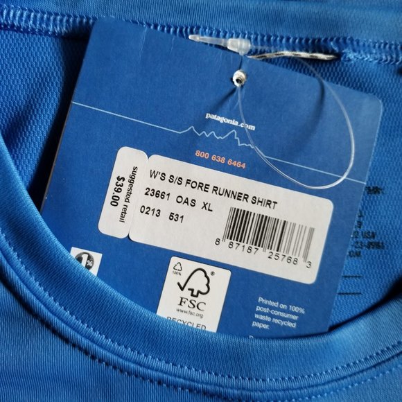 Patagonia Women’s Short Sleeve Crew Neck Fore Runner Shirt Blue - Picture 4 of 14